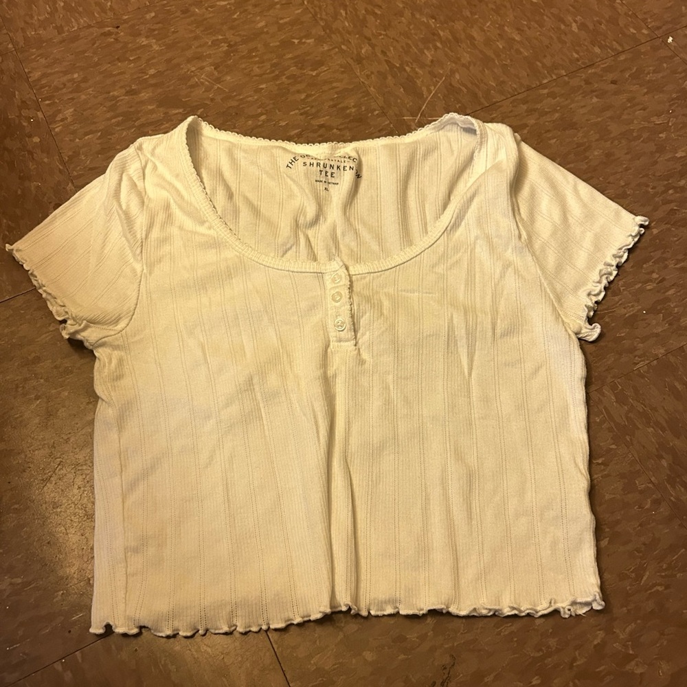 White Ribbed Crop Top